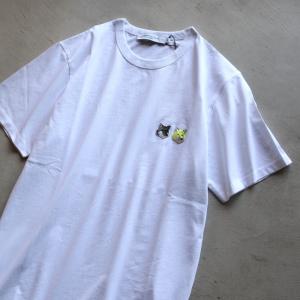 メゾンキツネ Tシャツ MAISON KITSUNE ダブル モノクローム フォックス Tシャツ DOUBLE MONOCHROME FOX HEAD PATCH CLASSIC TEE  ホワイト WHITE 2022春夏新作｜charger