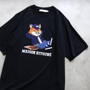 メゾンキツネ Tシャツ MAISON KITSUNE ドレスド フォックス プリント イージー Tシャツ DRESSED FOX PRINT EASY TEE ブラック BLACK 2022秋冬新作｜charger