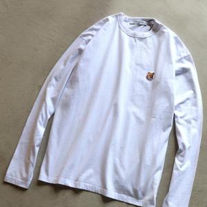 メゾンキツネ Tシャツ MAISON KITSUNE フォックスヘッドパッチL/STシャツ FOX HEAD PATCH L/S TEE ホワイト WHITE 2023秋冬新作｜charger