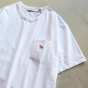 メゾンキツネ Tシャツ  MAISON KITSUNE プロファイル フォックス パッチ ポケット Tシャツ PROFILE FOX PATCH POCKET TEE ホワイト 2023春夏新作｜charger