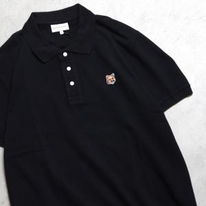 メゾンキツネ ポロシャツ MAISON KITSUNE フォックス ヘッド パッチ ポロ FOX HEAD PATCH REGULAR POLO ブラック BLACK 2024春夏新作｜charger