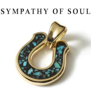 シンパシーオブソウル ネックレス SYMPATHY OF SOUL Horseshoe Inlay Pendant K18YG Turquoise ホースシュー インレイ ペンダント K18YG ターコイズ｜charger