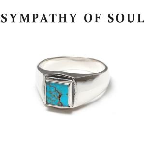 SYMPATHY OF SOUL シンパシーオブソウル Square Turquoise Ring Silver スクエア ターコイズリング シルバー 指輪 LEON SENSE 雑誌掲載｜charger