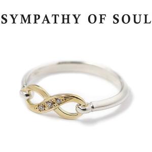 シンパシーオブソウル 指輪 SYMPATHY OF SOUL Infinity Band Ring Silver×K18 Yellow Gold w/Diamond インフィニティ バンド シルバー×K18YG w/ダイヤモンド｜charger