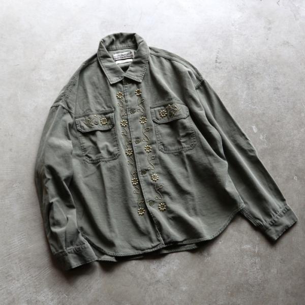 レミレリーフ シャツ REMI RELIEF ワイド ミリタリー シャツ (花茎スタッズ) WIDE...