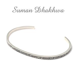 スーマンダックワ バングル Suman Dhakhwa カーブドナローカフ シルバー Carved Narrow Cuff Silver｜charger