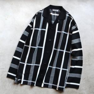 ラッピンノット ニット メンズ レディース WRAPINKNOT ニット シャツ カーディガン KNIT SHIRT CARDIGAN ブラック BLACK 2023秋冬新作｜charger