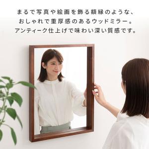 玄関鏡 壁掛け鏡 ミラー 壁掛け 角型 木製 ...の詳細画像5