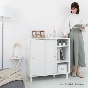 【完成品】 本棚 オープンラック スライド扉 ...の詳細画像3