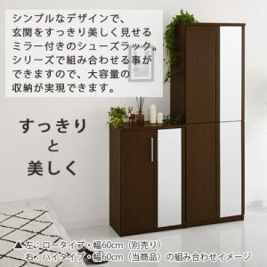 シューズボックス ミラー付き 薄型 靴箱 幅6...の詳細画像3