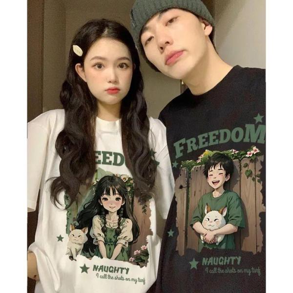 カップル ペア tシャツ ブランド ペアルック カップル 春夏 服 メンズ tシャツ 半袖 レディー...