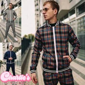 上下セット セットアップ トラックスーツ チェック カジュアル メンズ Ss Charlies 通販 Yahoo ショッピング