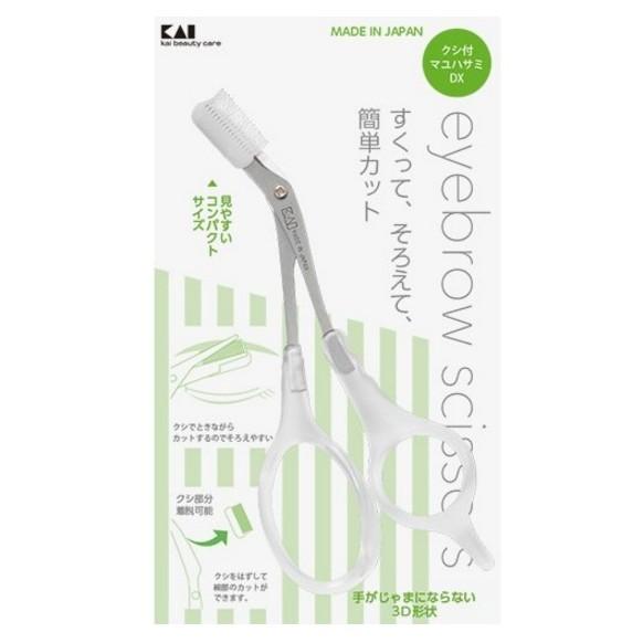 KAI 貝印　クシ付きマユハサミDX　クリア 右手専用　KQ3030