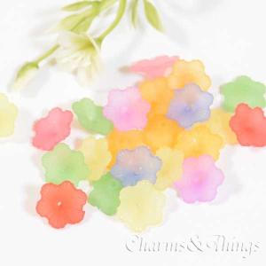 アクリルビーズ 芙蓉 11mmｘ5mm ビーズ 穴約1mm (50個) アクセサリー パーツ 花 ハイビスカス｜charms-things