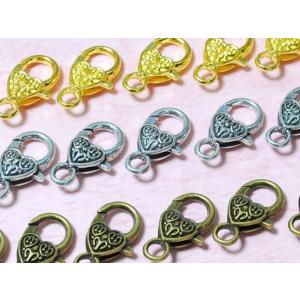 ハート デザインのカニカン 約25ｍｍ×15ｍｍ （5個入り）アクセサリーパーツ 金具 ビーズ細工 バッグチェーン 材料 キーホルダー 部品 ハンドメイド 留め具