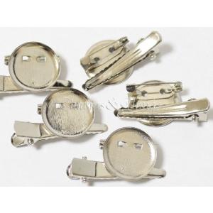 コサージュピン 台座 18.5mm クリップ付き （5個入り）アクセサリーパーツ