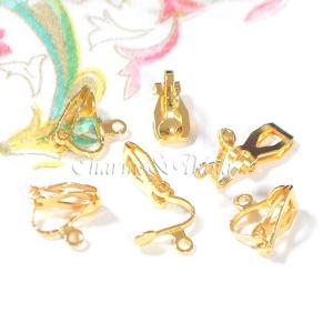 イヤリング 部品 クリップ式 カン付き ゴールド 5ペア （10個）アクセサリーパーツ  ビーズ細工 ハンドメイド  基礎金具 イヤリングパーツ
