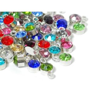 C&amp;T カラフルなクリスタルチップきらきらチャーム3.8mmx6mm【10個入】アクセサリー材料パーツ真鍮シルバー銀ピアス部品ハンドメイド素材マルチカラー