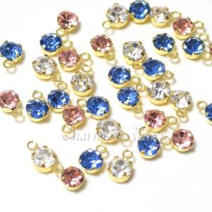 ラインストーン チップ きらきら チャーム 3色 (10個入) アクセサリー パーツ 真鍮 ゴールド 約3~4mm チップチャーム