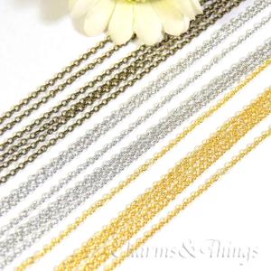 アクセサリーパーツ 特プラ！お色お任せ 小豆チェーン (1メートル) お１人様１点限り！特別プライス 小判チェーン　幅約1.5ｍｍ 真鍮製 アクセサリーチェーン