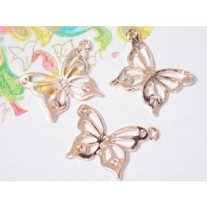 蝶 チャーム チョウ ローズゴールド (3個入り) アクセサリー パーツ  セッティング ちょうちょ ネックレス