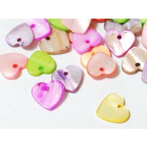 アウトレット ハートのチャーム貝シェル素材カラフル【20個入】アクセサリー材料ナチュラル材質パーツ