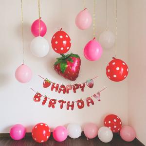 誕生日 風船 バースデーバルーン いちご 飾り...の詳細画像1
