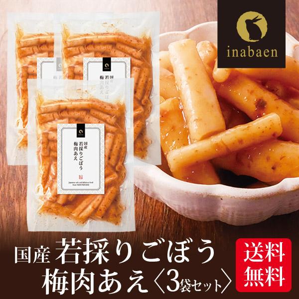 漬物 国産 若採りごぼう 梅肉あえ 120g 3袋セット メール便 送料無料 あっさり梅ごぼう 漬物...