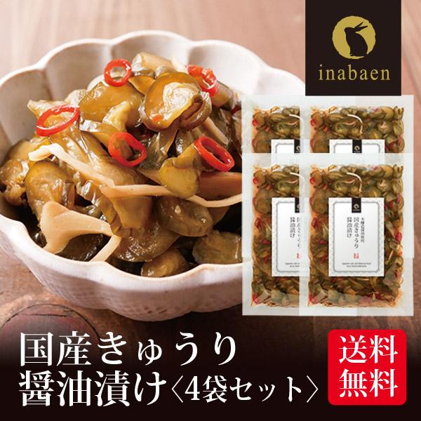 漬物 国産きゅうり醤油漬け 100g 4個セット メール便 送料無料 漬け物 国産 非常食 ポイント...