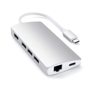 Satechi V2 マルチ USB-C ハブ 8-in-1 (シルバー) 4K HDMI(60Hz), イーサネット, USBC PD充電｜北谷ストア