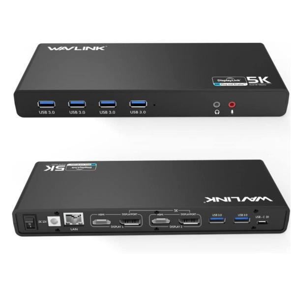 WAVLINK USB3.0 ユニバーサル ウルトラ5K ドッキングステーション デュアル4Kドッキ...