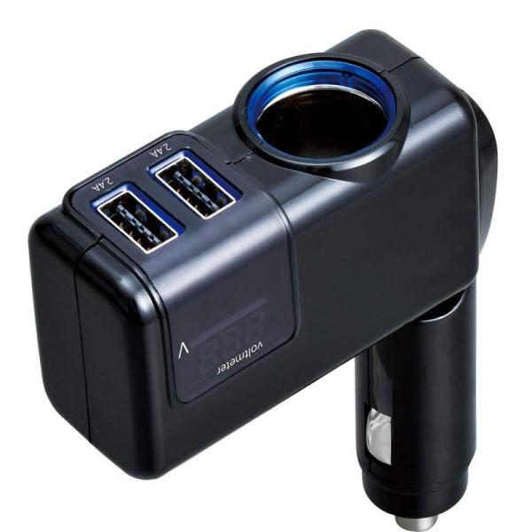セイワ(SEIWA) 車内用品 シガーソケット増設分配器 電圧計付き USBポート搭載 角度調節 F...