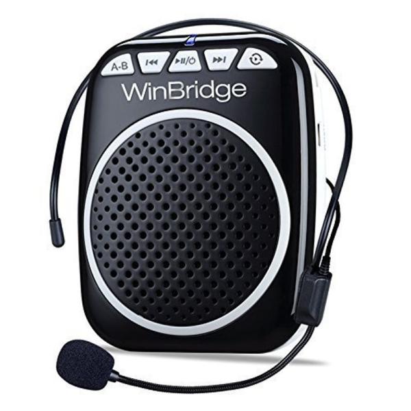W WINBRIDGE 拡声器 かくせいき ハンズフリー 小型ポータブル拡声器 有線ヘッドマイク付き...