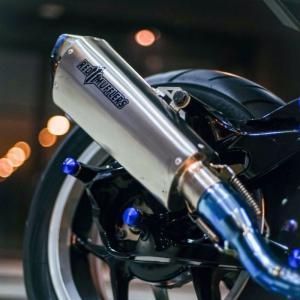 最新モデルノリフミマフラー NORIFUMI WHOOPS KLX230 チタンブルー