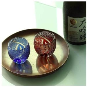 切子グラス 赤色とレークブルー ペアセット 切...の詳細画像3
