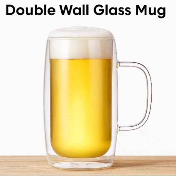 ダブルウォールグラス　ビールジョッキ 中 450ml　ビアジョッキ　ジョッキグラス　ガラス　グラス　...
