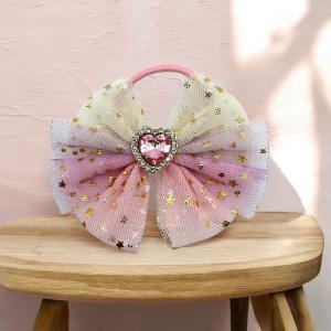 ヘアゴム レース 蝶々 ダブル 2個 パール付き おしゃれ ハンドメイド