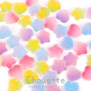 キッズ用 ハート 星型 グミ風 ミニデコパーツ 7個