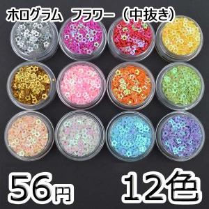 ハンドメイド材料 ネイルアート ホログラム3mmフラワー（中抜き）（全12色）ケース入り pt-141005-1