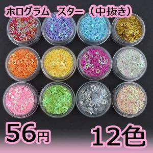 ハンドメイド材料 ネイルアート ホログラム4mmスター（中抜き）（全12色）ケース入り pt-141005-4