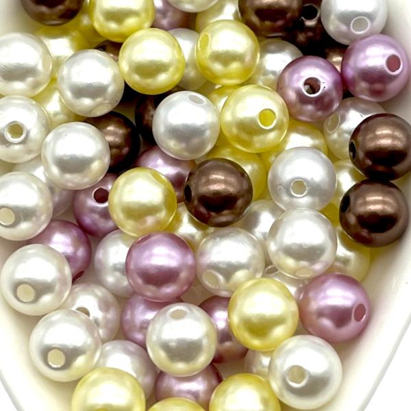 ビーズ 穴あり 8mm ラウンド パール調 ピアス ネックレス ブレスレット  約40個 pt-23...