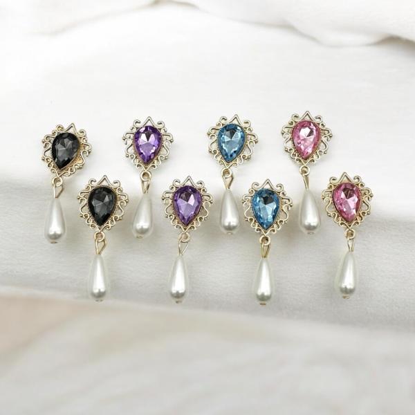 ドロップ型ストーンとパールチャーム 同色2個 ピアス 大ぶりパーツ  手作りアクセサリーパーツ pt...