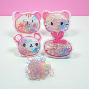 キッズ用 ミニうさぎパーツの絡まないゴム 5個 ヘアアクセサリー 子供