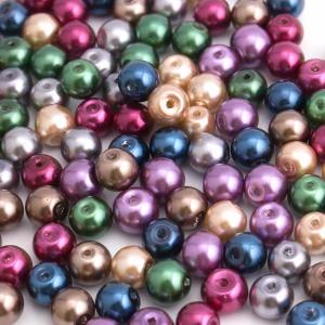 貫通穴 ガラスビーズ パール調 8ｍｍ 10mm ハンドメイド 手芸材料 パーツ pt-372