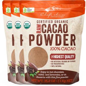 有機カカオパウダー 1kg x 3袋 非アルカリ処理 RAW製法 純ココアパウダー Organic Raw Cacao Powder cocoa powder[BJV3]｜chefschoice-japan