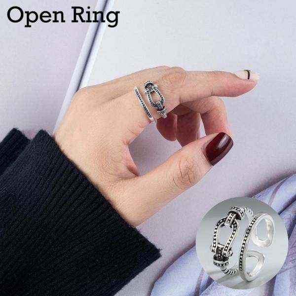 オープンリング 指輪 レディース 女性 アクセサリー ファッション雑貨 小物 ベルト風 シルバーカラ...