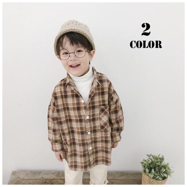 シャツ ロングシャツ 長袖 ギンガムチェック チェック ルーズ 大きめ ゆったり 子供服 キッズウェ...