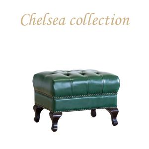 ヴィンセントシリーズ オットマン アンティークブルーレザー(本革) 9015-s-5l20b リプロ A 60*45*45｜chelsea-collection