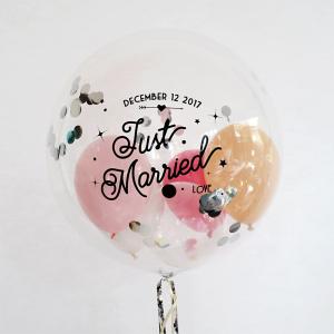 結婚式 日付バルーン電報【フォントBタイプ】Just Married インサイダーバルーン 44cm オリジナルバルーン作成・名入れ★ガス入りプカプカバルーン★送料770円★｜chelseachips