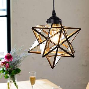 Chende ペンダントライト ガラス 星 北欧 1灯 ブラック 真鍮 LED 天井照明 モダン レトロ アンティーク おしゃれ シンプル ダイニング 天井照明 エレガント